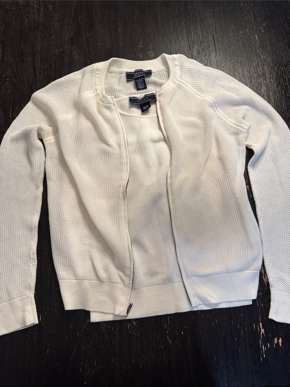 Jones Wear White Textured Zip-Up Cardigan Twinset